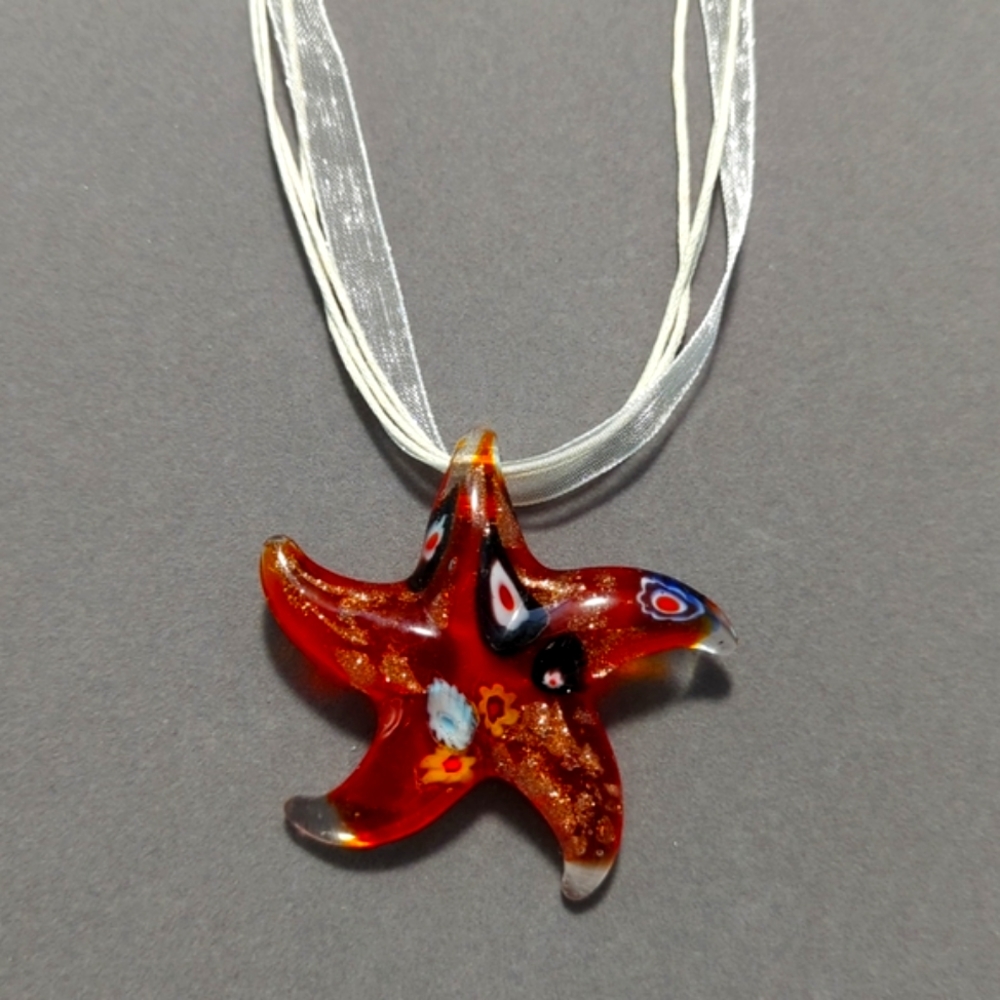Glass Starfish Pendant Necklace